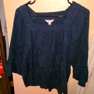 Navy floral design long sleeve blouse